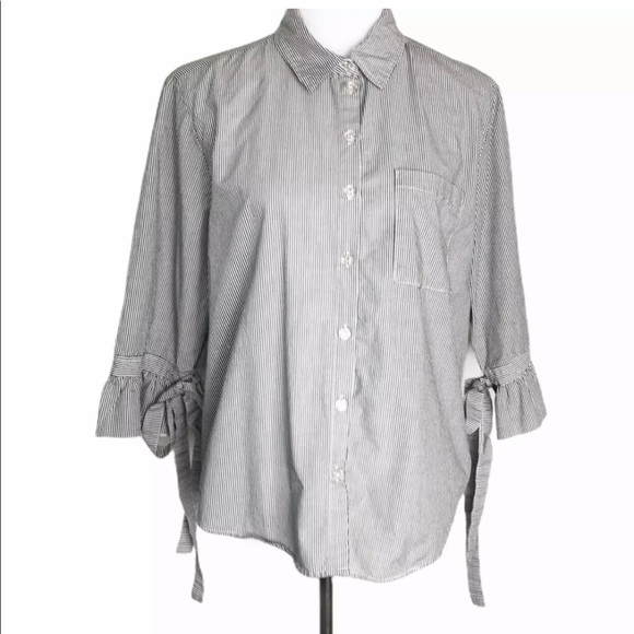 VELVET HEART Striped Shirt Bell Tie Sleeves Sz. L - Picture 1 of 8